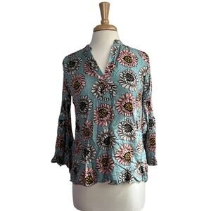 Loft Outlet Teal Floral Popover Top